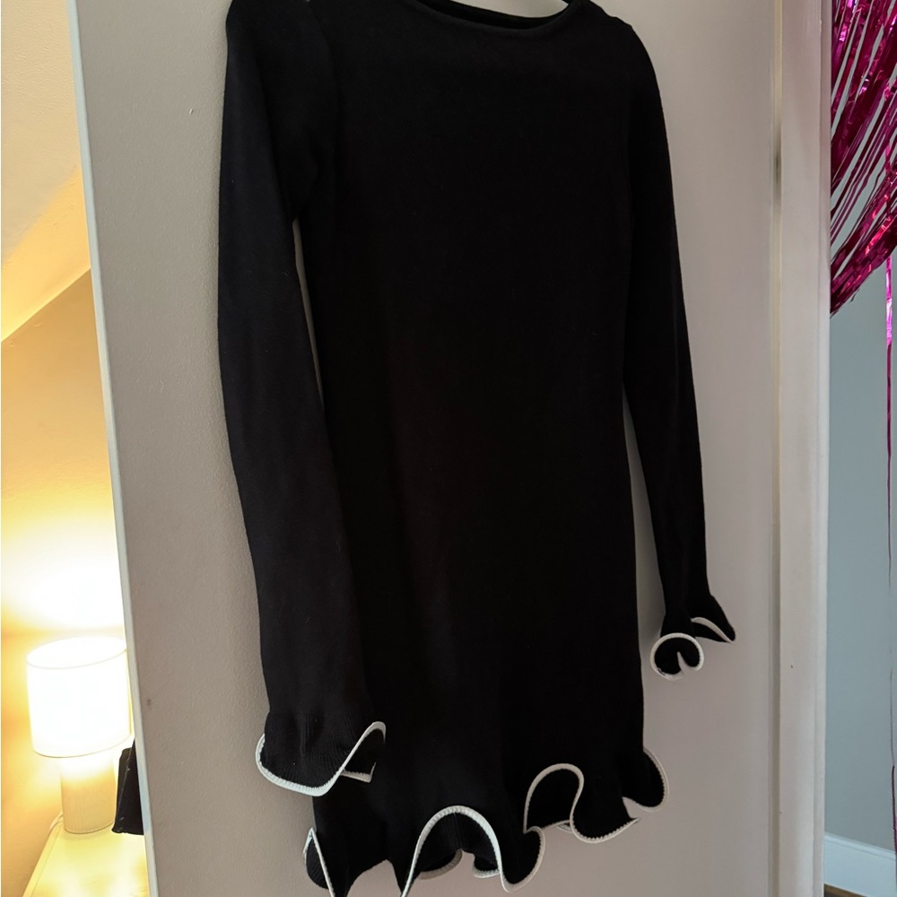 COMMENSE Black Dress with White Trim